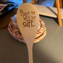 1/2pcs Handmade Funny Wooden Spoon, Laser Engraved Wooden Spoon, Gift For Mom, Gift For Grandma,Natural Wood Kitchen Utensil Set, Wooden Spoon Set, Wooden Cooking Tools, With Ergonomic Handles, Heat-Resistant Spoons, Pans And Spatulas, Ideal For Induction Cookers - 查看 1