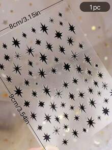 1pc Y2K Baddie Black Four-Pointed Star Face Rhinestone Sticker, Music Festival Stage Makeup Eye Corner Sticker, Punk Style Cosplay Makeup Decor Waterproof Sticker,Concert Look,Face Gems - Multicolor - View 4