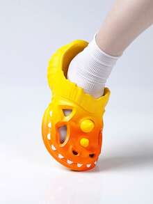 Novelty Dinosaur Shaped Men's Breathable Sandals | Cartoon 3D Dinosaur Design | Durable Thick-Sole Clogs | Suitable For Indoor, Outdoor, Beach, Vacation Casual Wear | Men's Slip-On Slippers | Summer Flip Flops | Comfortable Unisex Sandals - Yellow - View 6