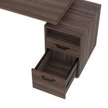 مكتب حديث بقياس 135 * 54 سم بتصميم بسيط، سطح من خشب MDF مع هيكل من الفولاذ الأنبوبي عالي القوة، مقاوم للغاية، تصميم متعدد الوظائف مع درج صامت ودرج ملفات معلق. - A - مشاهدة 11