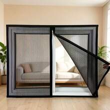 1pc Black Invisible Magnetic Mesh Screen, Self-Adhesive No Drill Anti-Mosquito Window Net, Hook And Loop Home Use Curtain - Black - View 5
