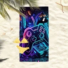 1 chiếc khăn tắm biển hình tay cầm chơi game phong cách Punk, khăn tắm biển cỡ lớn siêu mềm mại làm từ sợi microfiber, khăn tắm siêu thấm hút, thích hợp cho du lịch, hồ bơi, lặn, lướt sóng, yoga, cắm trại, có nhiều kích cỡ, phụ kiện bãi biển cho bãi biển, hồ bơi, du lịch, cắm trại, yoga. - Tay cầm chơi game phong cách Punk - Xem 3