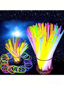 100/50/20pcs Glow Stick Bracelets & Necklaces, Multi-Color Luminous Sticks For Party, Wedding, Concert, DIY Glow Bracelets, Party Decorations & Music Festival Supplies - View 4