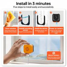 3MP Window Security Camera, Dual-Band 5G & 2.4Ghz Wifi Window Camera, 3MP Window Camera, Ai Starlight Color Night Vision, Human Detection, APP Alert, Easy & Quick Install, 2-Way Audio, 24/7 Recording, Cloud Storage(Subscription Required) - Black and Orange - View 4