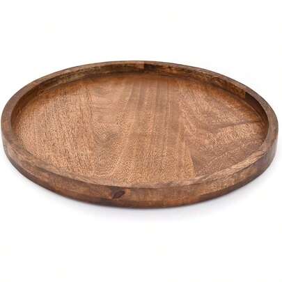 EDHAS Round Wooden Decorative Candle Holder Tray Coffee Table Centerpieces Modern Farmhouse Home Decorations (12x 12x 1)