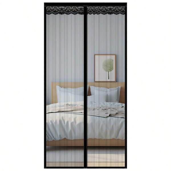 Puerta mosquitera magnética – repelente de insectos y ventilada,Instalación en 10 minutos, cierre automático, malla resistente de doble costura. Deslizamiento manual, ideal para puertas de terraza. Amigable con mascotas y niños.