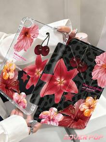 2026款豹纹、百合花和樱花图案平板电脑保护套，兼容iPad Air 8 (M4) 2026款（11英寸）/2026款（13英寸）、9.7/10.2/10.5/10.9/12.9英寸/iPad Pro 11/A16、第十代、Galaxy Tab S6 Lite 10.4英寸、Kindle Paperwhite第十二代（2024款）、Kindle（第十一代至2024款），柔软防震保护，智能睡眠/唤醒功能，Y型折叠支架，多角度观看，Y2K风格 - 彩色 - 查看 3