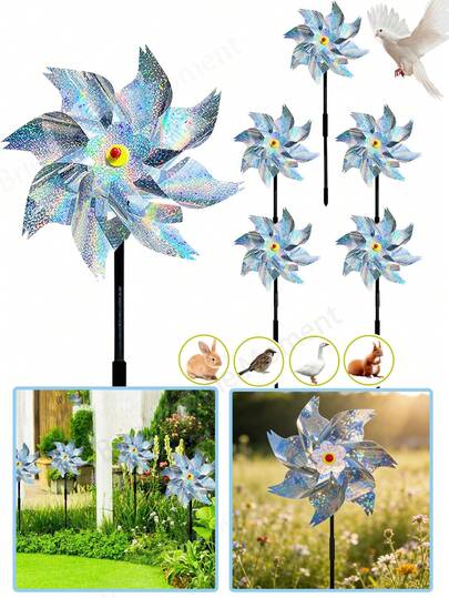Outdoor Reflective Windmill Bird Repeller, Reflective Bird Repelling Windmill Decor For Garden And Yard, Outdoor Bird Deterrent Equipment, Suitable For Patio, Garden, Orchard, Balcony (Silver Dot Color), Can Scare Away Birds, Pigeons, Geese From House, Garden, Swimming Pool, Gardening Decor, Gardening Supplies