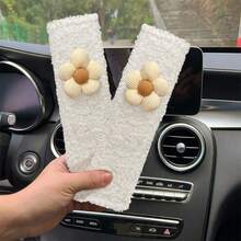 2 Peças Protetores de Ombro Decorativos Florais Branco Leitoso para Carro, Capas Fofas de Cinto de Segurança com Flores 3D, Protetores de Ombro de Pele Sintética Respirável, Adiciona Toque Elegante - ombreiras com estampa floral - Visão 8