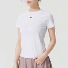Nike Kaos Lengan Pendek Olahraga Kasual Wanita PRO DF SS BASELAYER - Putih - View 4