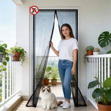 1pc Self-Sealing Anti-Mosquito Mesh Curtain With Hook And Loop & Thumbtacks, Hands-Free Bug Proof Door Net For Summer Home Kitchen Bedroom - A - View 4