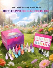 Beetles 18 Colors 15ml PRO Gel Polish Set – Poetry Of Garden, Pastel Summer Full Size Salon Nails Kit With Base Coat, Glossy & Matte Top Coats, 6 Painting Gel UV Nail Lamp Cure Needed - 15Ml 18 Colors Poetry of Garden - 查看 1