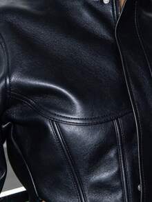 Leather Jacket Chaquetas Para Mujer Jacket For Women Baddie Corset Hem High Neck PU Faux Leather Moto Biker Jacket For Streetwear Clubwear 4th Of July - màu đen - Xem 4