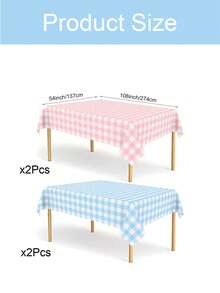 1/4/6pcs Gender Reveal Plaid Plastic Tablecloth, 137*274cm Disposable Pink And Blue Rectangular Tablecloth, Suitable For Baby Christening, Birthday Party And Gender Reveal Decoration - View 11