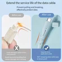 4件套充电线保护套，防断裂线缆整理器，数据线套管，兼容USB-C笔记本电脑、平板电脑和手机 - 隨機四件 - 查看 6