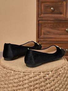 WHDXY 1 Paar Damen Quadratische Spitze Slip-On Schwarze Flache Schuhe Mit Metallschnalle, Weiche Sohle, Vielseitig Für Pendeln, Arbeit, Alltägliches Tragen, Dates, Frühling/Herbst - Graphitschwarz - Übersicht 3