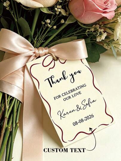 Customized Gift Tags, Personalized Gift Labels, Customizable Wedding Guest Favor Labels, Party Favor Tags / Bridal Shower Decorations, Customized Thank You Tags, Suitable For Bridal Shower, Baby Shower, Birthday Party, Personalized Cards, Party Supplies, Customized Tags, Gift Tags, Gift Decoration Tags
