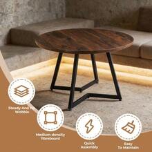 110*110*75cm MDF Top Table With Metal Leg Dining Table - Walnut - View 3