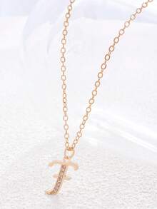 1件简约铜质字母吊坠项链，镶嵌水钻，适合女孩日常佩戴 - 彩色 - 查看 18