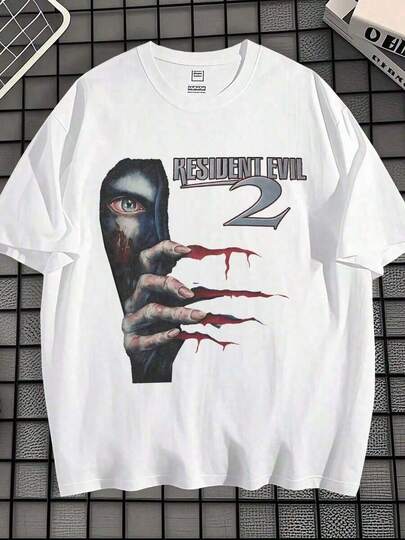 Camiseta de-hop para hombre con gráfico temático Biohazard 3, diseño único, 180 g,% algodón, corte holgado, mangas cortas, top. OWRR