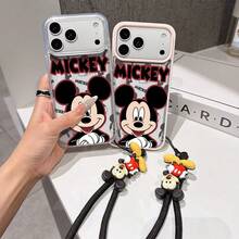This Disney Mickey Mouse Pattern Lanyard Phone Case Features A Strong Magnetic Closure And Full Coverage Of Acrylic And TPU Material. It's Shockproof, Lightweight, And Suitable For IPhone17/16/11/13/15/15 Plus/15 Pro/15 Pro Max/12/14 Pro Max/11 Pro Max/12 Pro/12 Pro Max/13. It's A Popular Birthday Gift, Business Gift, Durable, Stain-Resistant, And Fingerprint-Resistant New Phone Case For Men And Women. It Also Includes A Mickey Mouse Phone Case And Mickey Mouse Doll Bracelet. Compatible With SamsungGalaxy S20, S21, S22, S23, And S24 Series. It's The Perfect Gift For Friends And Family. This Stylish Phone Case Is Fun, Lightweight, And Durable. IPhone17 Pro Max Phone Case, Minnie Phone Case. - Trong sáng - Xem 3