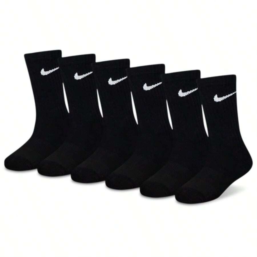 6 pares de calcetines básicos de rendimiento Dri-FIT de Nike para niños en edad preescolar UNR019-023 - Negro - Ver 1