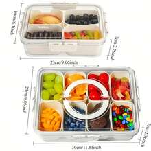1 Set [4/8 Grid Container + Transparent Lid] Grid Container + Transparent Lid, Four-Sided Buckle-Style PP Transparent Material With Lid Sealed Storage Box, Suitable For Refrigerator Kitchen Food Storage And Organization, For Fruits, Snacks, Vegetables, Snacks And Other Refrigerated Foods, Reusable Divided Refrigerator Freshness Box, Refrigerator Household Cabinet Kitchen Storage Box - Multicolor - View 6