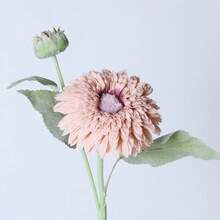 1pc 18.5-Inch Artificial Sunflower With Vase, Realistic Fake Flower For Wedding Bouquet, Home Garden, Outdoor Cafe Table Centerpiece (Lotus Root Pink) - Pink - View 10