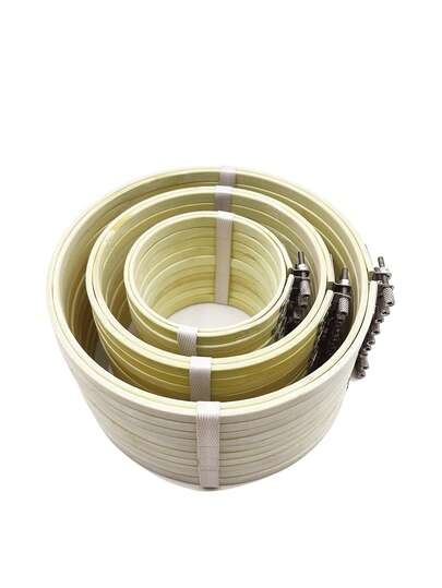 3pcs/Set Natural Round Bamboo Double Hoops For Embroidery, 10/15/20cm, Comes With Reinforced Anti-Rust Metal Screws For Adjustable Width And Stable Fabric, Suitable For DIY Embroidery, Sewing, Cross Stitch, Handicraft Projects