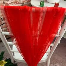 Boho Style Table Runner With Pearls, Suitable For Bridal Shower Party/Baby Shower Party/Wedding Dessert Table Decor - Red - View 12