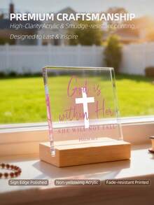 Christian Gifts For Women, Pink Inspirational Acrylic Christian Decor For Women - Christmas Gifts For Friends, Sister, Mom - Religious Room Decor For Home, Office, Dorm,Fashion Decor,Men Women Remembrance Table Decor Creative Desktop Decoration, - A - View 4