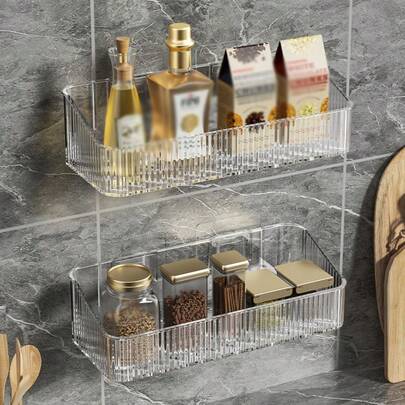 1/2 chiếc kệ đựng đồ nhà tắm không cần khoan, hộp đựng đồ treo tường, hộp đựng mỹ phẩm, thích hợp cho phòng tắm, nhà vệ sinh, phòng tắm vòi sen, nhà ở, ký túc xá, văn phòng - Nhiều màu