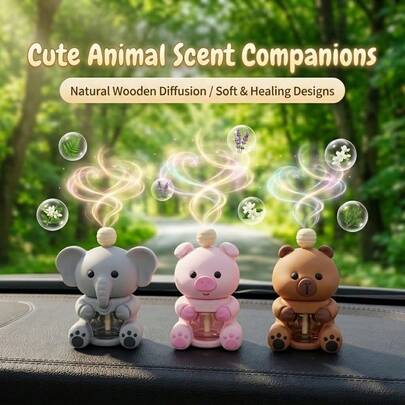 Máy khuếch tán tinh dầu thơm xe hơi hình động vật dễ thương, thiết kế mềm mại, thư giãn cho xe hơi.