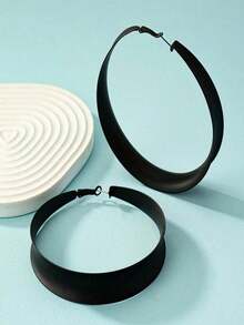 1pair Fashionable Exaggerated & Large Size Woman Earrings With Simple & Luxurious And Cold Style - 金子 - 查看 9