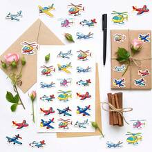 500张卡通飞机涂鸦贴纸，10种独特造型卡通图案，适用于剪贴簿、贺卡、信封、礼品包装、日常使用和庆祝活动，PVC防水贴纸 - 卡通異形飛機 - 查看 3