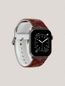 1条红色花卉图案柔软弹性透气腕带，适用于 38mm 40mm 41mm 45mm 44mm 42mm 49mm，时尚休闲硅胶表带，兼容 Ultra系列、S10/SE/9/8/7/6/5/4/3/2/1智能手表 - 彩色 - 查看 3