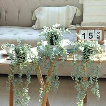 1/2pcs Artificial Hanging Plants, Wall Mounted Planter Decor, Suitable For Indoor/Outdoor, Living Room Shelf Decoration, Home Decor, Room Decor, Garden Decor, Wall Decor - White Eucalyptus Spray - View 1
