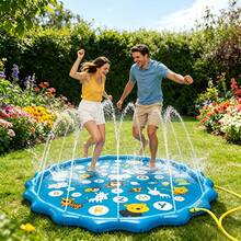 Extra Large Inflatable Sprinkler Mat, Smart Scientist 26 Letters & Animal Pattern, Durable Outdoor Lawn Garden Water Toy Mat, Suitable For Lawn, Beach, Garden, Summer Park, Educational Letter Learning Toy - Multicolor - View 9