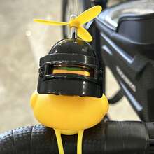 Classic Rubber Yellow Duck Bicycle Handlebar Decor - With Propeller And Horn - Bright Yellow And Black, Ideal For Bicycle Decoration, Bicycle Accessories | Interesting Design | Durable Plastic, Yellow Duck Decor - Suitable For Bicycle Bell - A - View 3