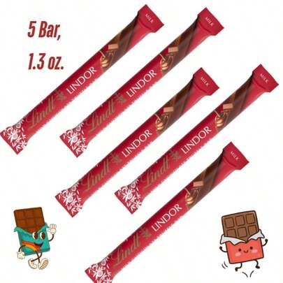  Lindt LINDOR Milk Chocolate Truffle Candy Bars 1.3 Oz – Smooth Melting Chocolate Bars, 5 Pack