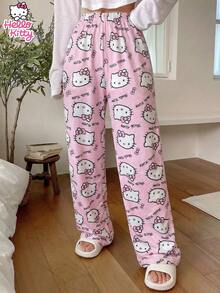 SANRIO 1件Hello Kitty女士可爱印花休闲裤，舒适家居服，适合春、夏、秋季穿着 - 彩色 - 查看 2