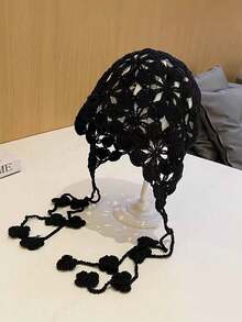 Mũ len mùa hè mới với họa tiết hoa rỗng và tua rua, kiểu dáng ngọt ngào và dễ thương. - A - Xem 8