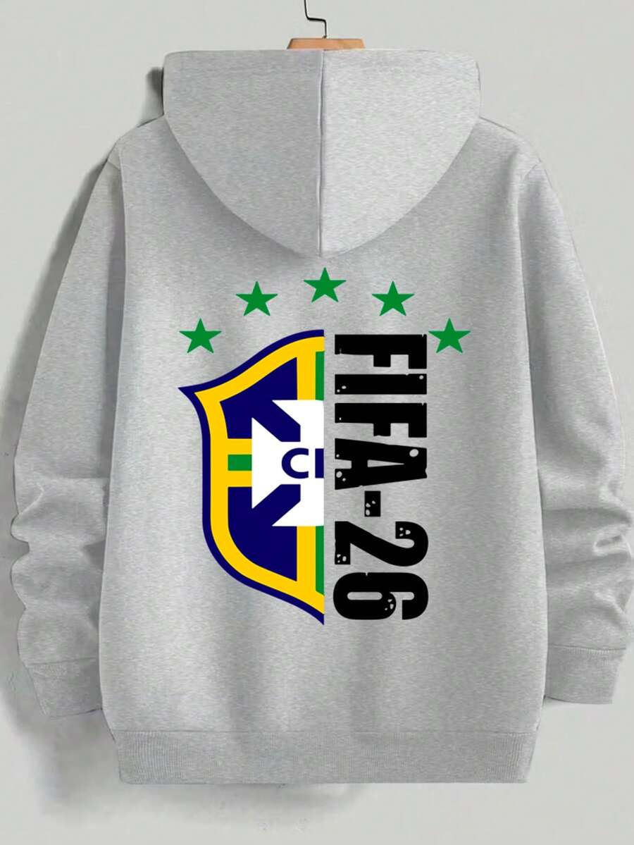 Kangaroo Hoodie World Cup Brazil Fifa26 Fan Jacket Brazilian Football - Màu Xám nhạt - Xem 1