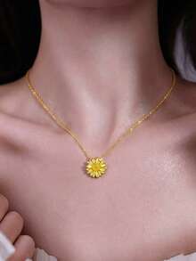 1pc S925 Sterling Silver Daisy Pendant Necklace, Sweet Fresh Personalized Delicate Floral Choker Necklace, Versatile Accessory For Women's Daily And Party Wear, Mother's Day Gift - Daisy - View 8