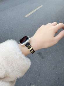 1件裝龐克風PU環扣女款細錶帶，相容 38mm 40mm 41mm 42mm 44mm 45mm 46mm 49mm，適用於 Series Ultra 11/10/9/8/7/6/5/4/3 SE - 黑金 - 查看 5