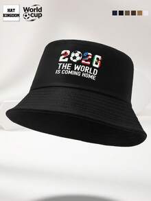 1 pièce Chapeau seau homme 2026 nouveau motif CANADA brisé imprimé personnalisé populaire minimaliste protection solaire noir multicolore mode décontractée extérieure convient pour le port quotidien les voyages en plein air la pêche le visionnage de sports cadeau polyvalent Coupe du Monde 2026 - D - Voir 1