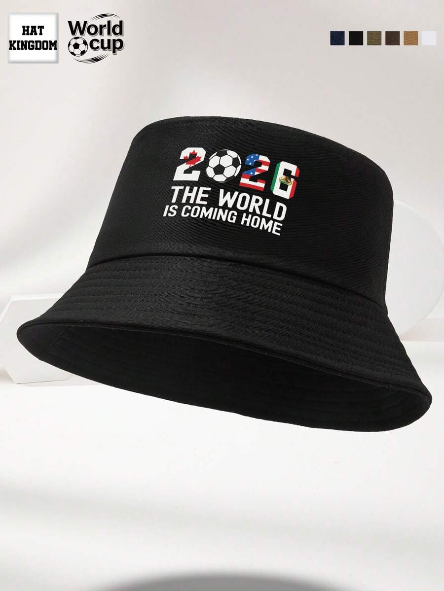 1 pièce Chapeau seau homme 2026 nouveau motif CANADA brisé imprimé personnalisé populaire minimaliste protection solaire noir multicolore mode décontractée extérieure convient pour le port quotidien les voyages en plein air la pêche le visionnage de sports cadeau polyvalent Coupe du Monde 2026 - D - Voir 1