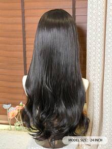 [TOPSHE LUMA] Peluca negra larga y ondulada de 24 pulgadas con flequillo, peluca de cabello sintético resistente al calor para mujeres, adecuada para uso diario, viajes, fiestas, estilo callejero Y2K - Natural, esponjoso y suave, estilo callejero Y2K - Negro - Ver 8