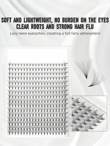 Large Tray 320pcs/Box Pre-Made Pointed Thin Hot Melt Lashes, Dense Type Lashes, Fan Type Lashes, Lash Clusters, Individual Lashes, False Eyelashes - Black - View 6
