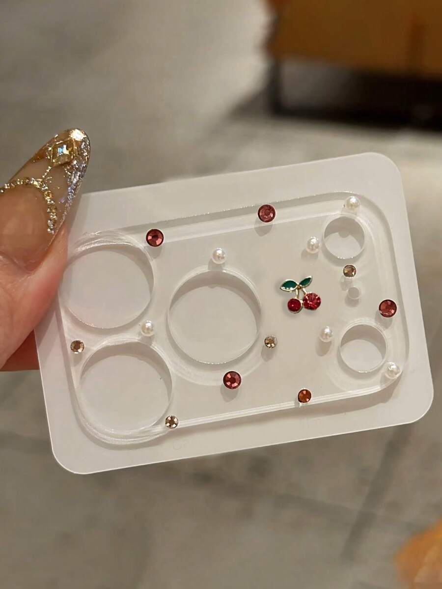 Luxury Sparkling Rhinestone Cherry Transparent Camera Lens Protector Film, Compatible With IPhone 17 Pro Max 17 Pro, Transparent Hard Glass-Like Film Cover Accessory, Suitable For Girls